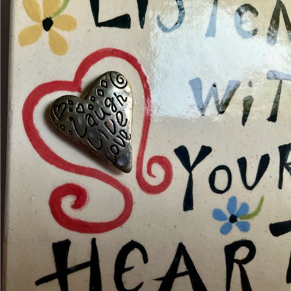 Listen With Your Heart Handmade Ceramic Tile - with Laugh Live Love Heart - Picture 2 of 9